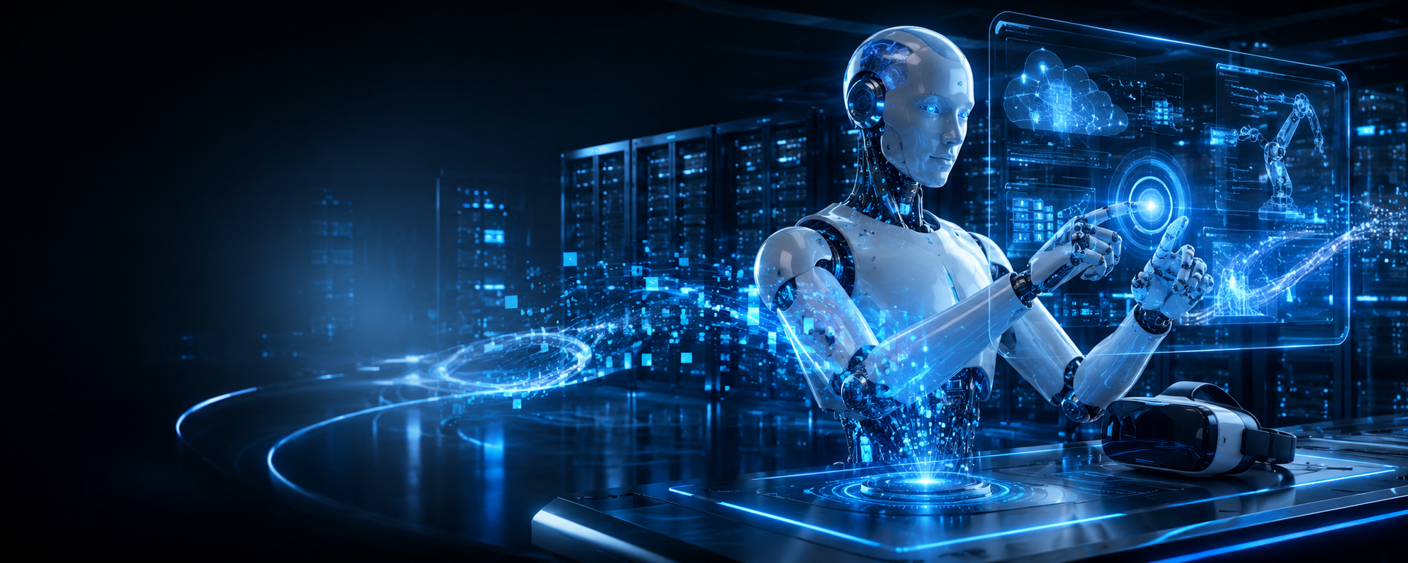 Futuristic AI automation system in an enterprise environment